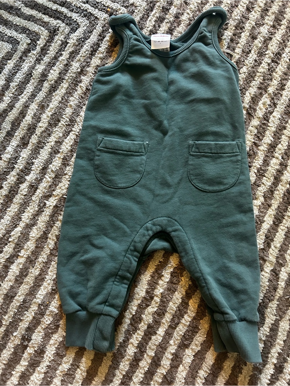 Hanna Andersson Forest Green Kids Cotton Romper